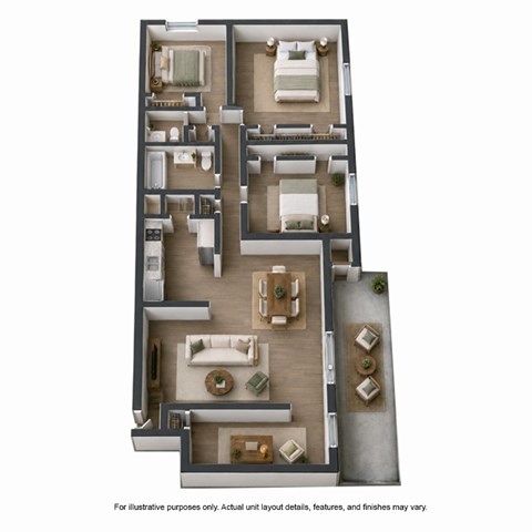 Floor plan for 3 beds, 1.5 baths, 1275 sqft